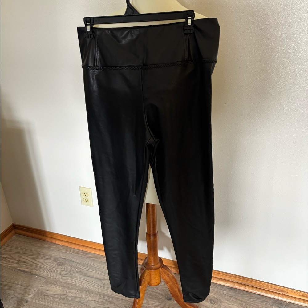 Seven7 Shiny Black Faux Leather Pants